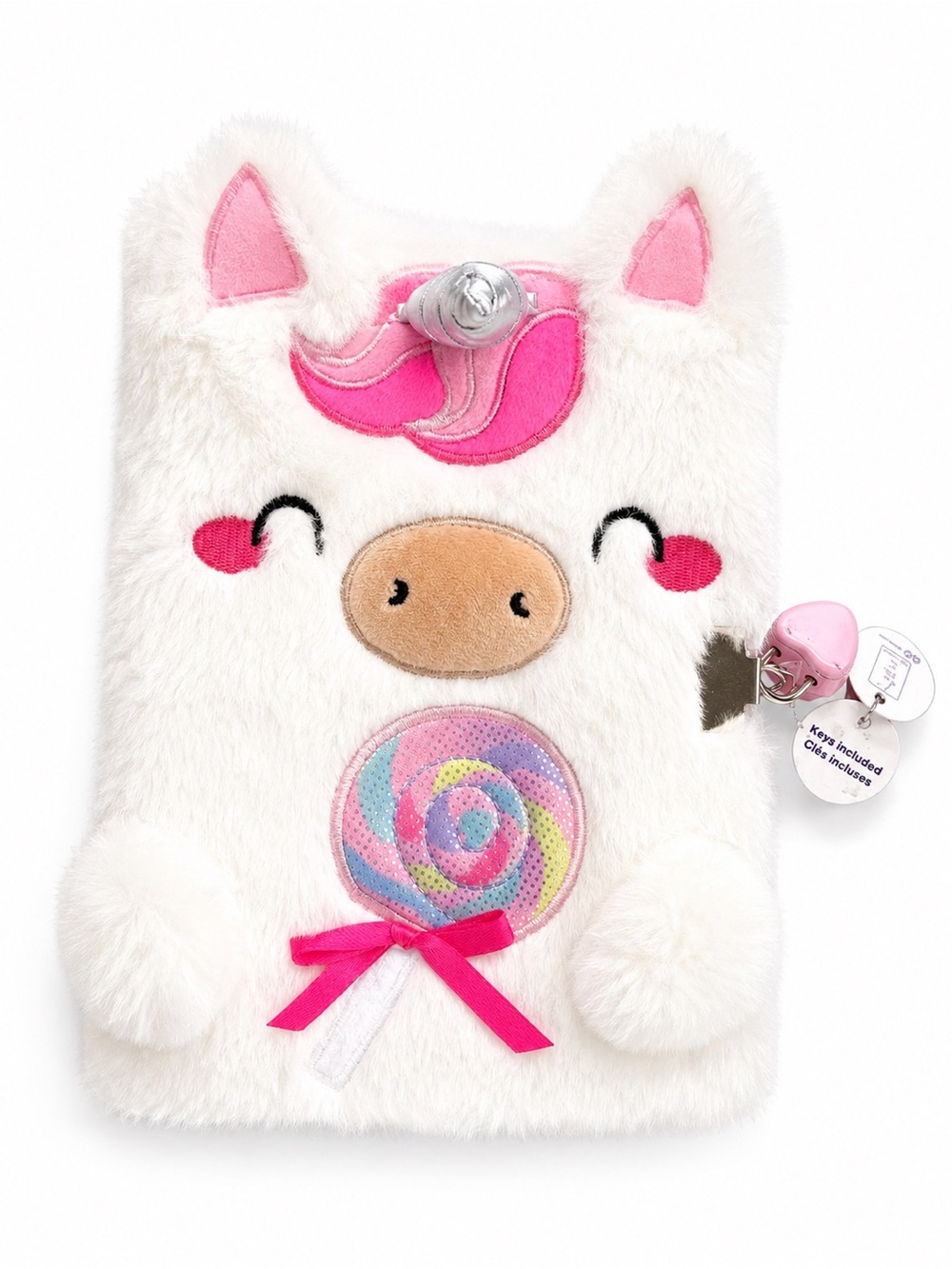 Plush Unicorn Locking Diary Journal with Keys Faux Fur Secret Notebook Pink